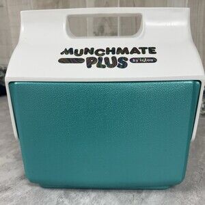 Vtg 90s Igloo Munchmate Plus Teal Rainbow Words Outdoor With Containers Outdoors